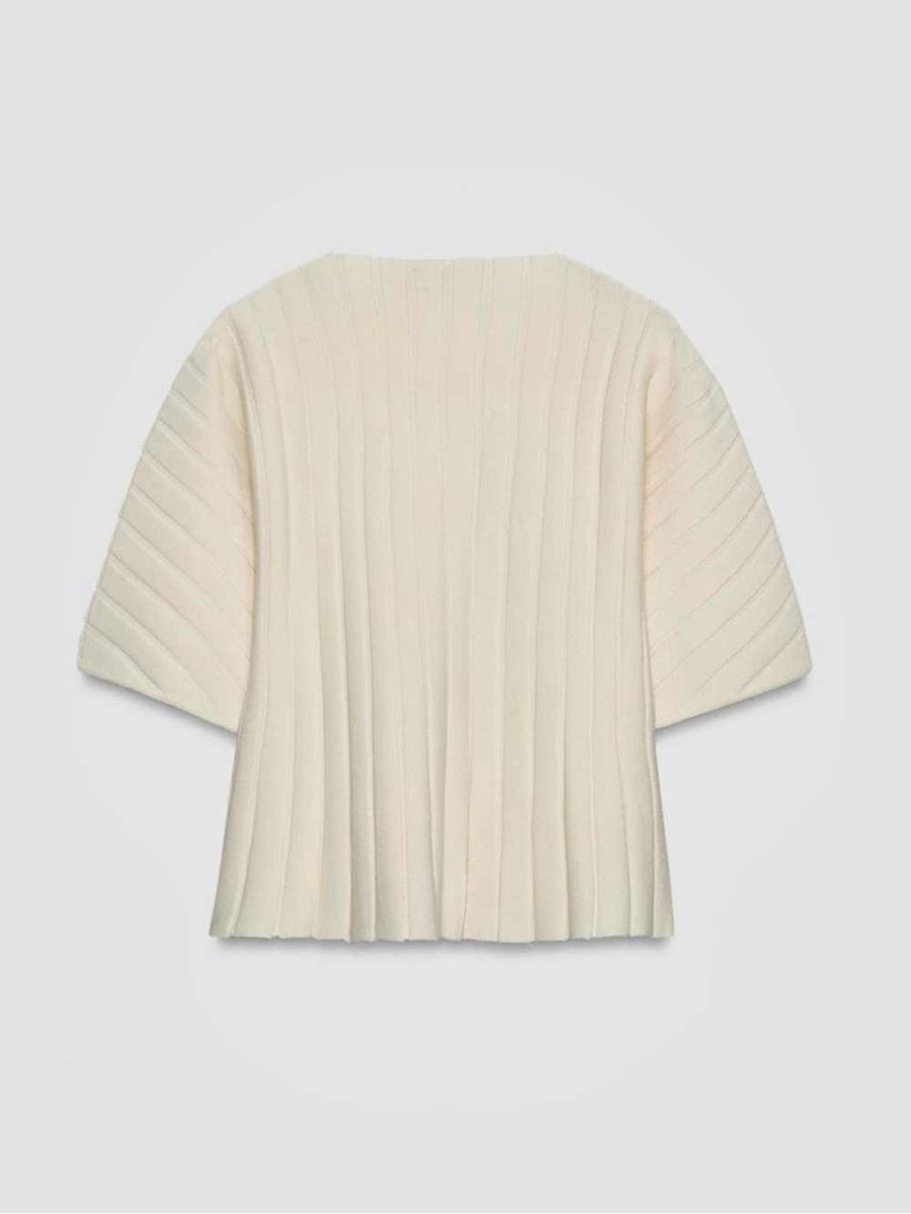 Zara NWT ivory Cream Ribbed Short-Sleeve knit Sweater structured Top - Picture 8 of 9